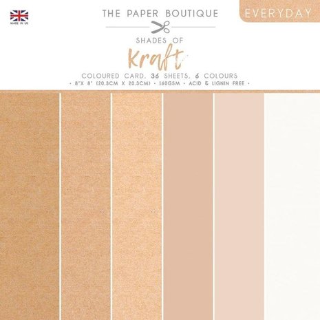 Everyday Shades Of Kraft 8x8 Inch Coloured Card Pack