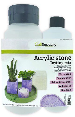 CraftEmotions Acrylic stone mix - Gießmasse weiß 1,5kg (08-23)