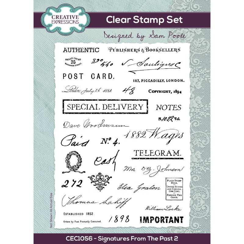 Creative Expressions Sam Poole Signatures From The Past 2 6 in x 8 in Clear Stamp Set