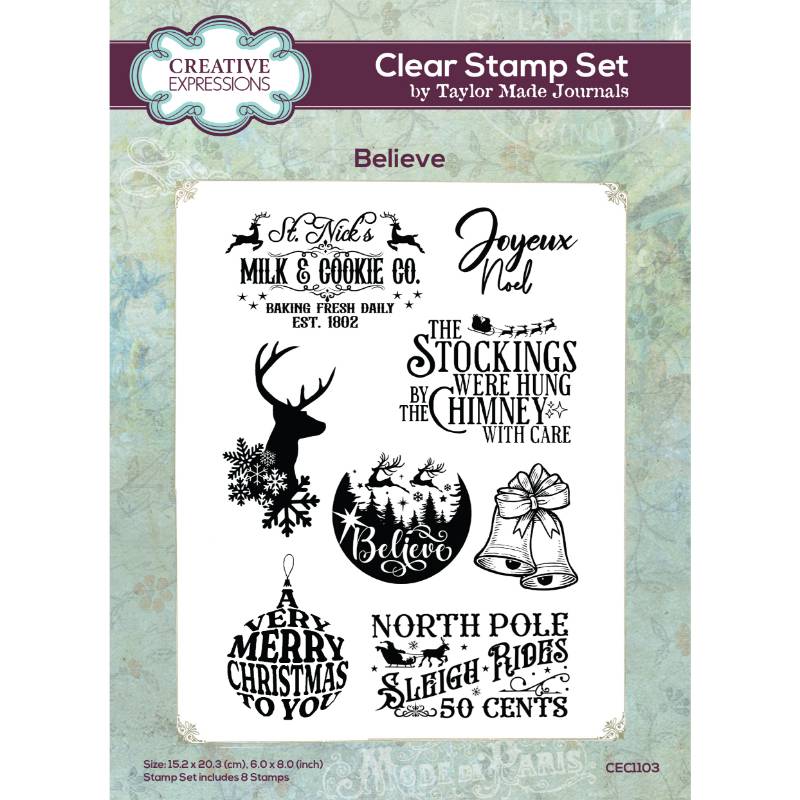 Creative Expressions Taylor Made Journals Believe 6 in x 8 in Clear Stamp Set