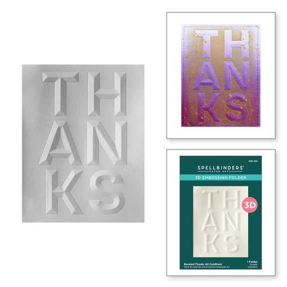 Spellbinders - Beveled Thanks A2 Cardfront 3D Embossing Folder from the Beveled Sentiment A2 Cardfront Collection