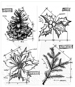 Tim Holtz Cling Mount Stamps: Christmas Blueprint 4