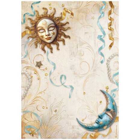 Stamperia -Masquerade A4 Rice Paper Sun And Moon