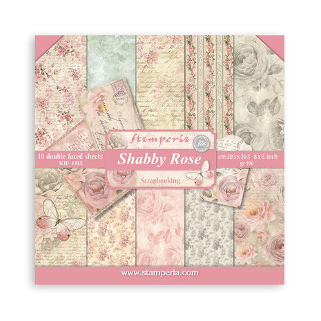 Stamperia Shabby Rose 8x8 Inch Paper Pack