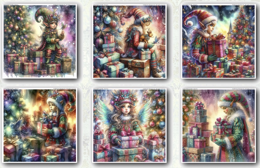 Zuri - Decoupage Papers - Christmas Elves