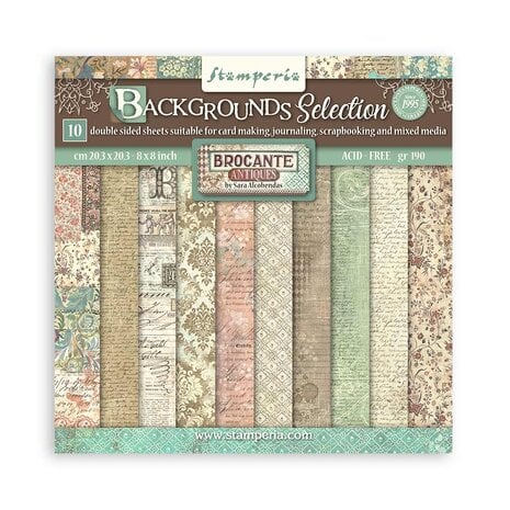 Stamperia - Brocante Antiques Backgrounds 8x8 Inch Paper Pack