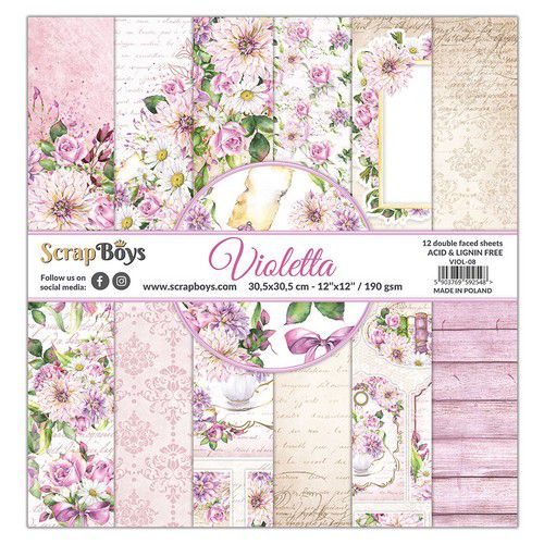 Scrapboys 12x12 Violetta paperset 12 vl+cut out elements-DZ