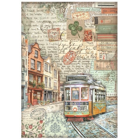 Stamperia - Art of Travelling A4 Rice Paper Tram