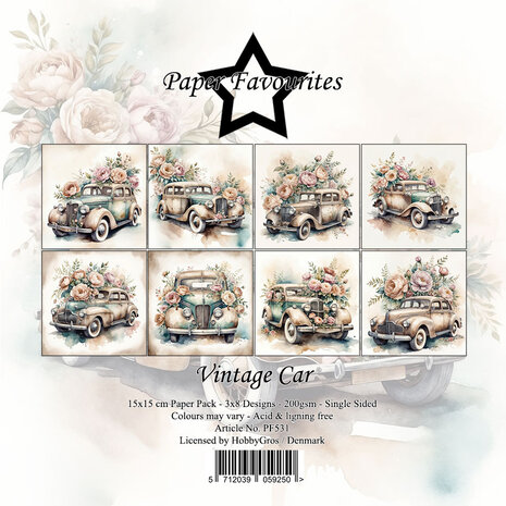 Paper Favourites - Vintage Car 6x6 Inch Paper Pad