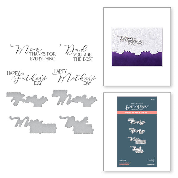 Spellbinder - BetterPress - Mother's & Father's Day Sentiments Press Plate from the Mirrored Arch Collection