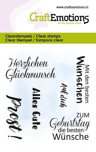 CraftEmotions clearstamps 6x7cm - Tekst Alles Gute - Prost