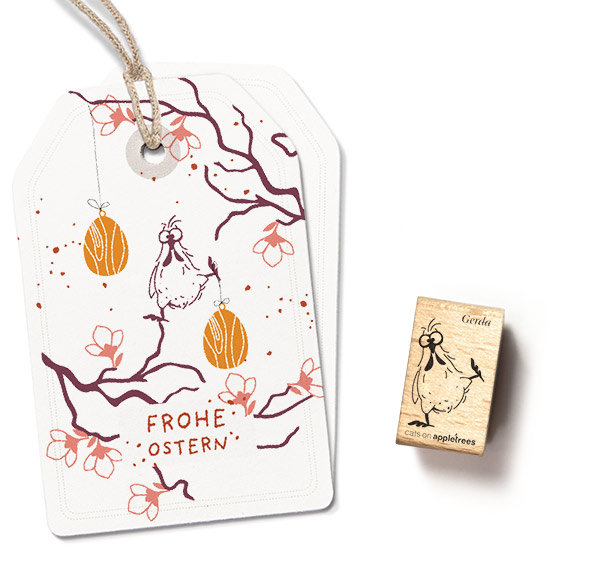 cats on appletrees - Stempel Hühnchen Gerda