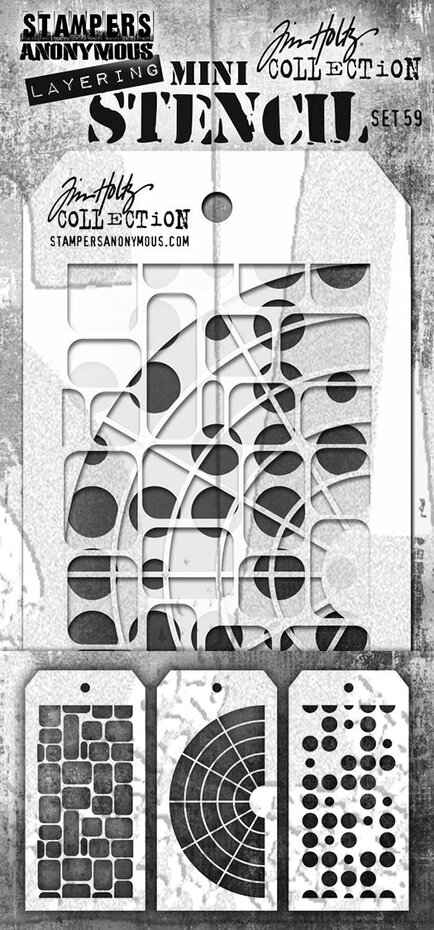 Set #59 Tim Holtz Layering Mini Stencil (3pcs) 