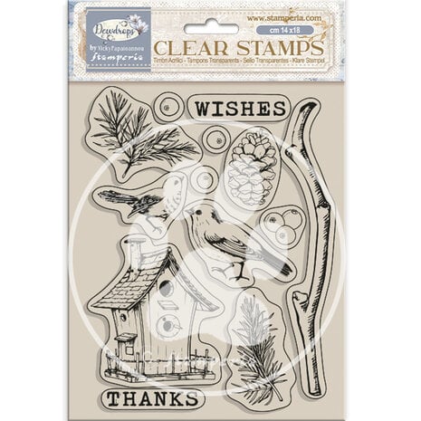 Stamperia- Create Happiness Dewdrops Clear Stamps Nest Bird