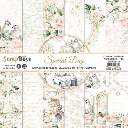 ScrapBoys Special Day paperpad 12 vl+cut out elements 8x8" 