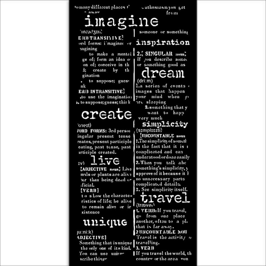 Stamperia - Create Happiness Secret Diary Thick Stencil 12x25cm Dictionary