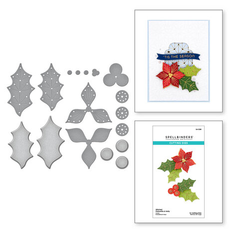 Spellbinders - Stitched Poinsettia & Holly Etched Dies