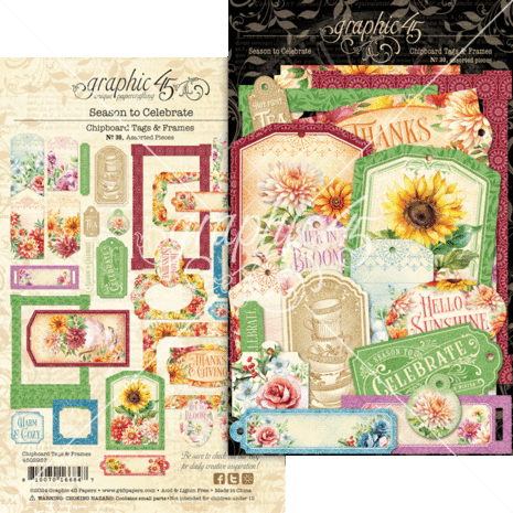 Graphic 45 - Season to Celebrate Chipboard Tags & Frames