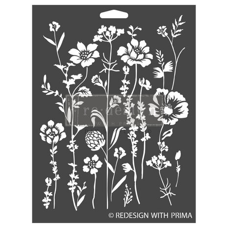 Re-Design with Prima Meadow Bloom 9x12 Inch 3D Decor Stencils (1pcs)