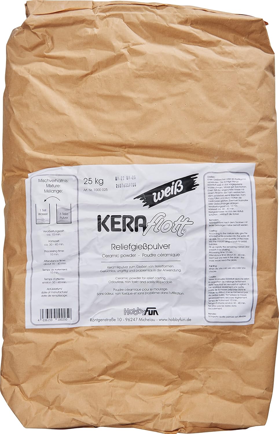  Keraflott Giessmasse weiss, 25kg Sack 