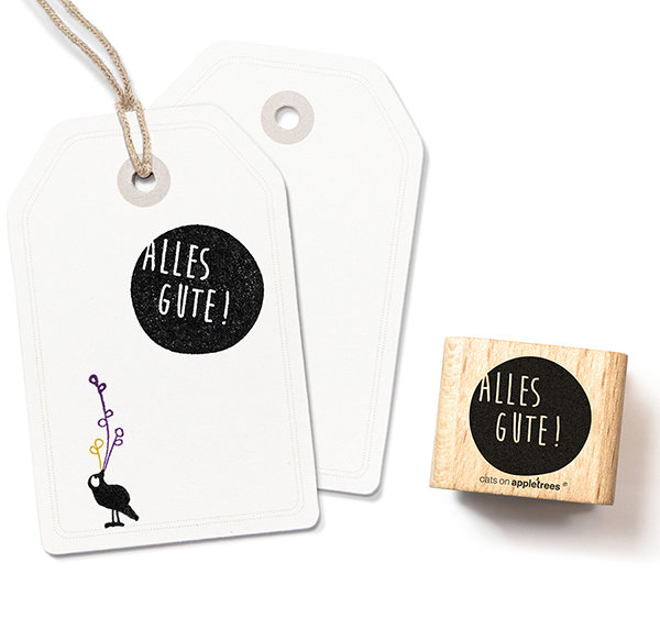 cats on appletrees - Stempel Alles Gute - rund