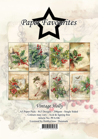 Paper Favourites - Vintage Holly A5 Paper Pack