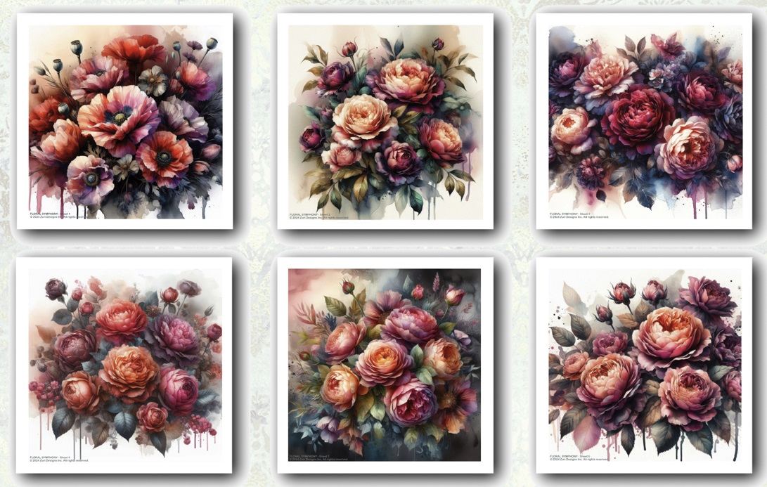 Zuri - Decoupage Papers - Floral Symphony 