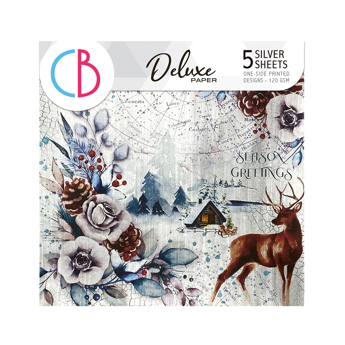 Ciao Bella - Winter Journey Deluxe Paper Silver 6"x6" 5/Pkg