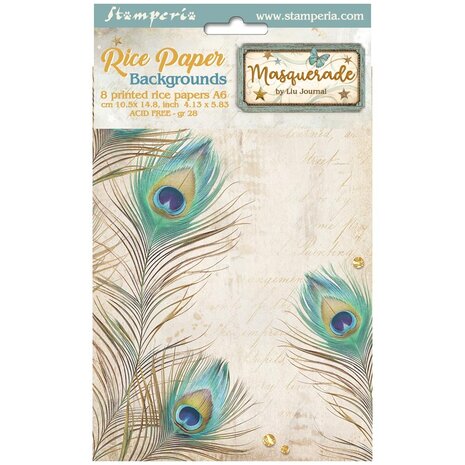 Stamperia - Masquerade A6 Rice Paper Backgrounds (8pcs)