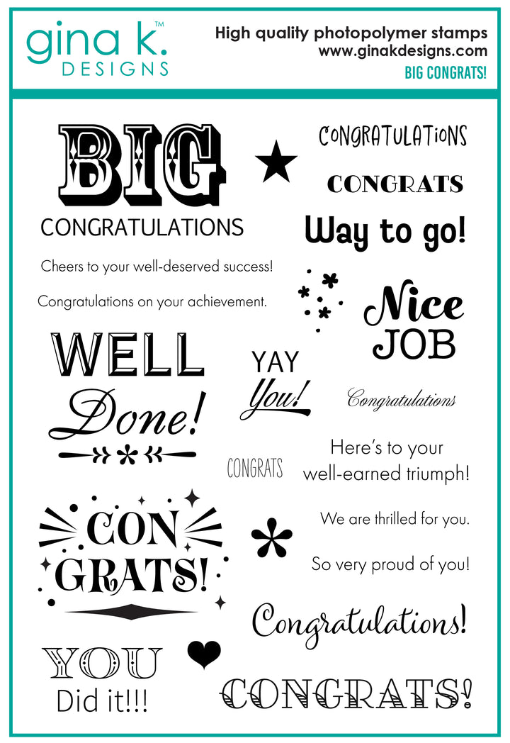 Gina K Designs - STAMPS- Big Congrats