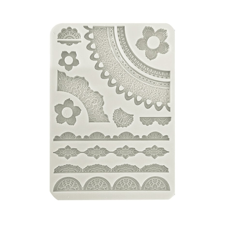 Stamperia - Create Happiness Secret Diary Silicon Mould A5 Lace Borders