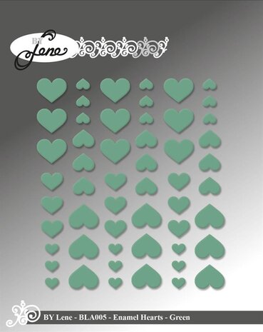 By Lene - Enamel Hearts Green (54pcs)