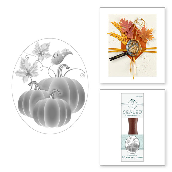 Spellbinders - Pumpkin Trio 3D Wax Seal Stamp from the Falling Leaves Collection