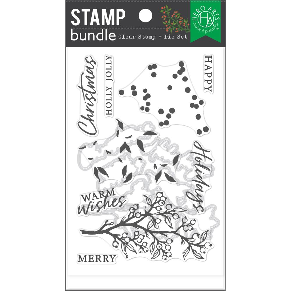 Hero Arts Clear Stamp & Die Combo - Color Layering Holly Branch