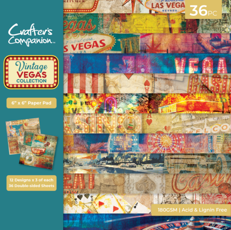 Crafter's Companion - Vintage Vegas 6x6 Inch Paper Pad