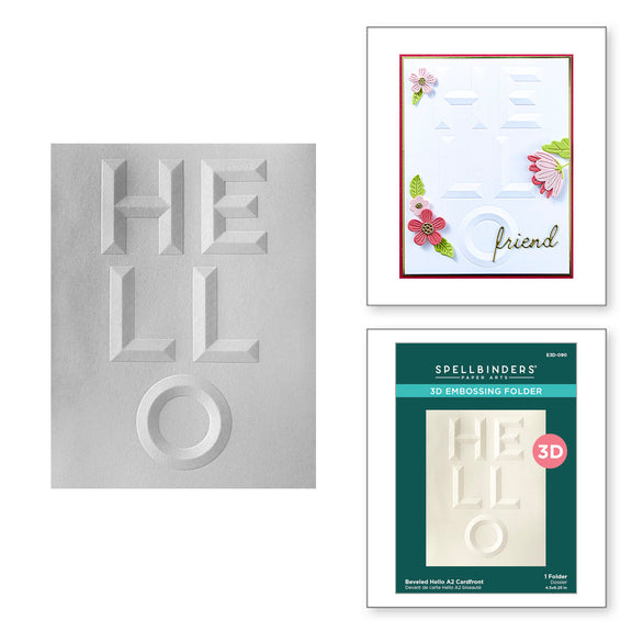 Spellbinders - Beveled Hello A2 Cardfront 3D Embossing Folder from the Beveled Sentiment A2 Cardfront Collection