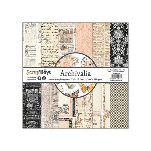 Scrapboys 6x6 Archivalia paperpad 24 vl+cut out elements-DZ