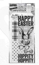 Tim Holtz Mixed-Media Stamps & Stencil Set THMM164: Hipster Bunny