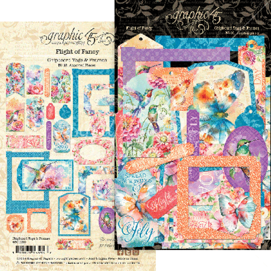 Graphic 45 - Flight of Fancy Chipboard Tags & Frames