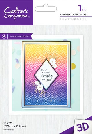 Crafter's Companion - Bold 3D Folders 5x7 Inch 3D Embossing Folder Classic Diamonds