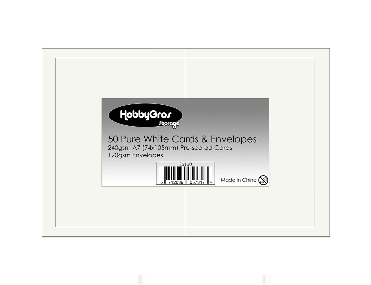 HobbyGros Storage - Cards & Envelopes A7 Pure White (50pcs)