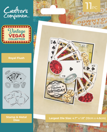 Crafter's Companion - Vintage Vegas Stamp & Die Royal Flush 