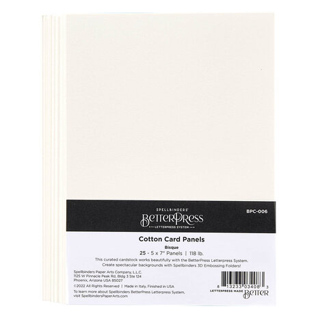 Spellbinders -BetterPress - BetterPress Cotton Card Panels 5x7 Inch Bisque (25pcs) 