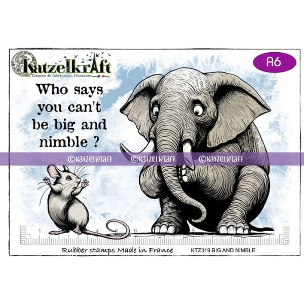 Katzelkraft - Big and Nimble - Stempel mit Elefant und Maus - A6