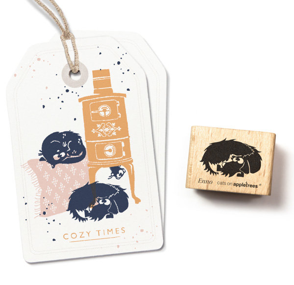 cats on appletrees - Stempel Dackel Enno liegend