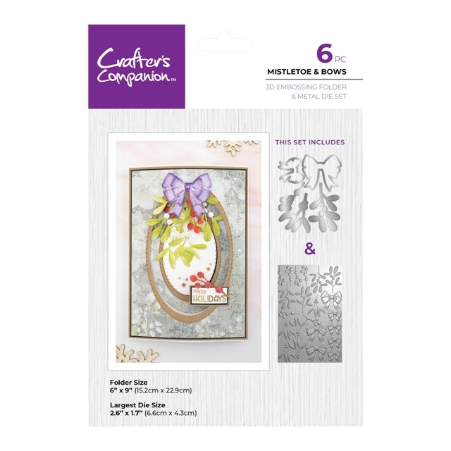 CC - 3D Flower Embossingfolder/Snijmal 6"x9" - Mistletoe & Bows