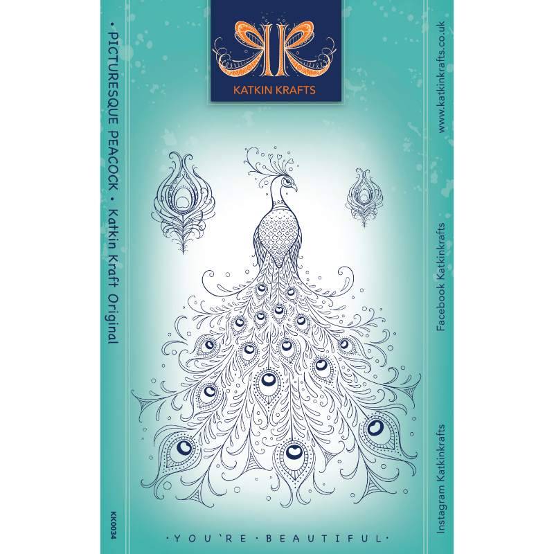 Katkin Krafts Picturesque Peacock 6 in x 8 in Clear Stamp Set