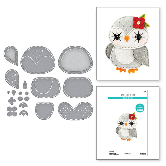 Spellbinders - Felt Snowy Owl Etched Dies from the Felt Stitch & Create Collection by Nicole Spohr