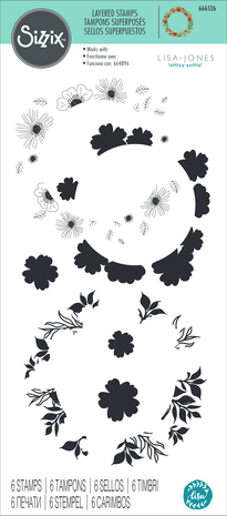 Sizzix • Layered Stamps by Lisa Jones Botanic Wreath (6pcs)