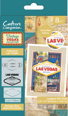 Crafter's Companion - Vintage Vegas Stamp, Die, Stencil & Gems Fabulous Las Vegas